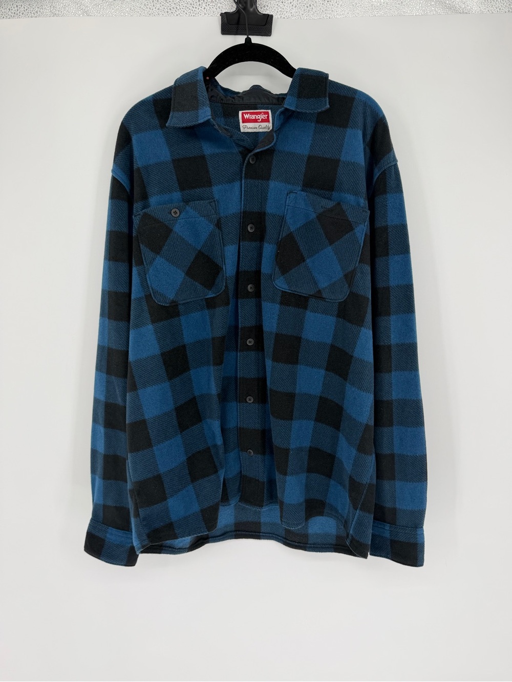 Wrangler Men's Blue & Black Buffalo Check Flannel Shirt size large